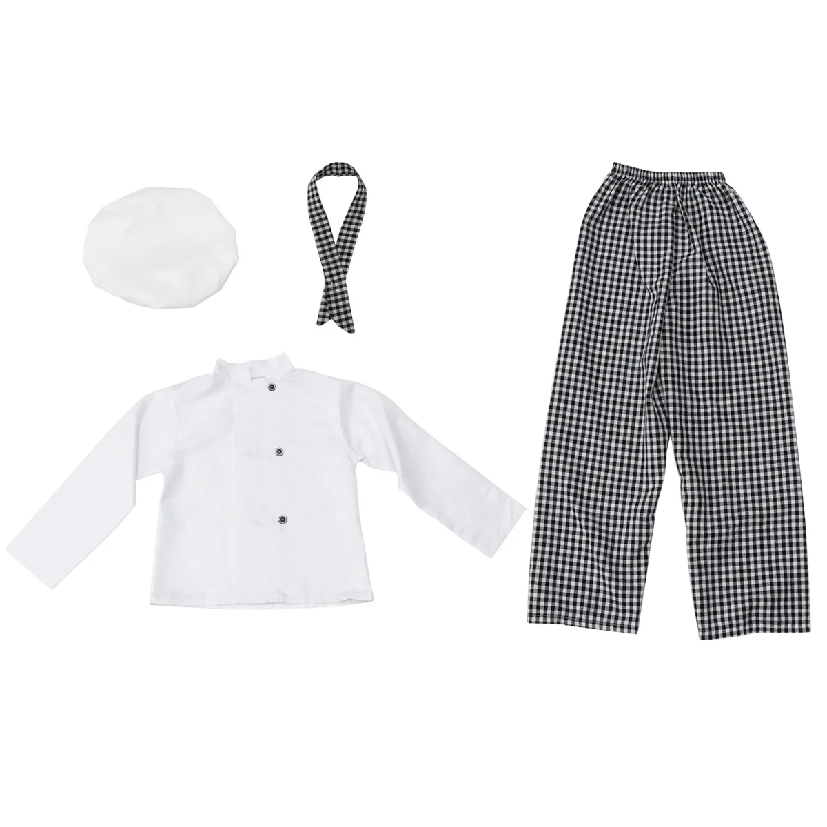 1 Set Children Chef Costume Gingham Pattern Washable Kids Chef Role Play Outfit For Pretend Cooking Game Kitchen Uniform Pretend