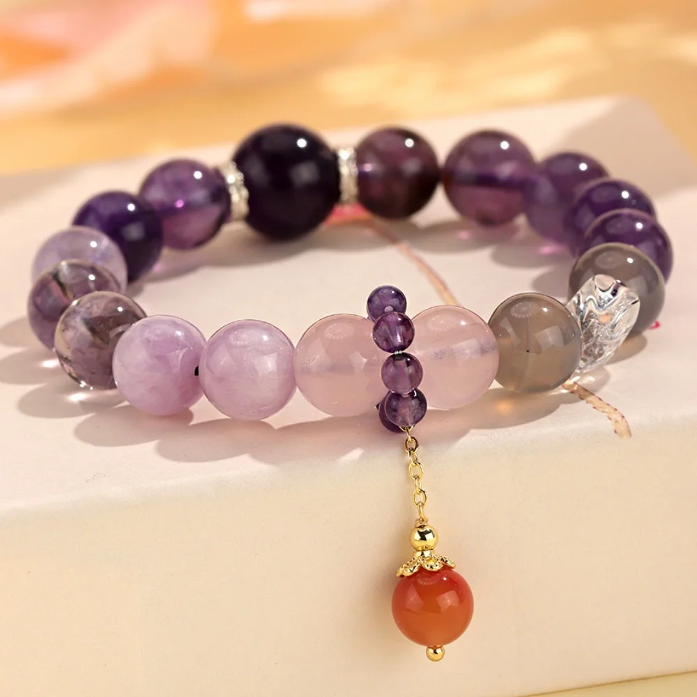 

【2025 Year of the Snake】Purple Amethyst Beaded Bracelet "Nine Purple Fire Luck" Zodiac Jewelry Unique Handchain for Women Gift