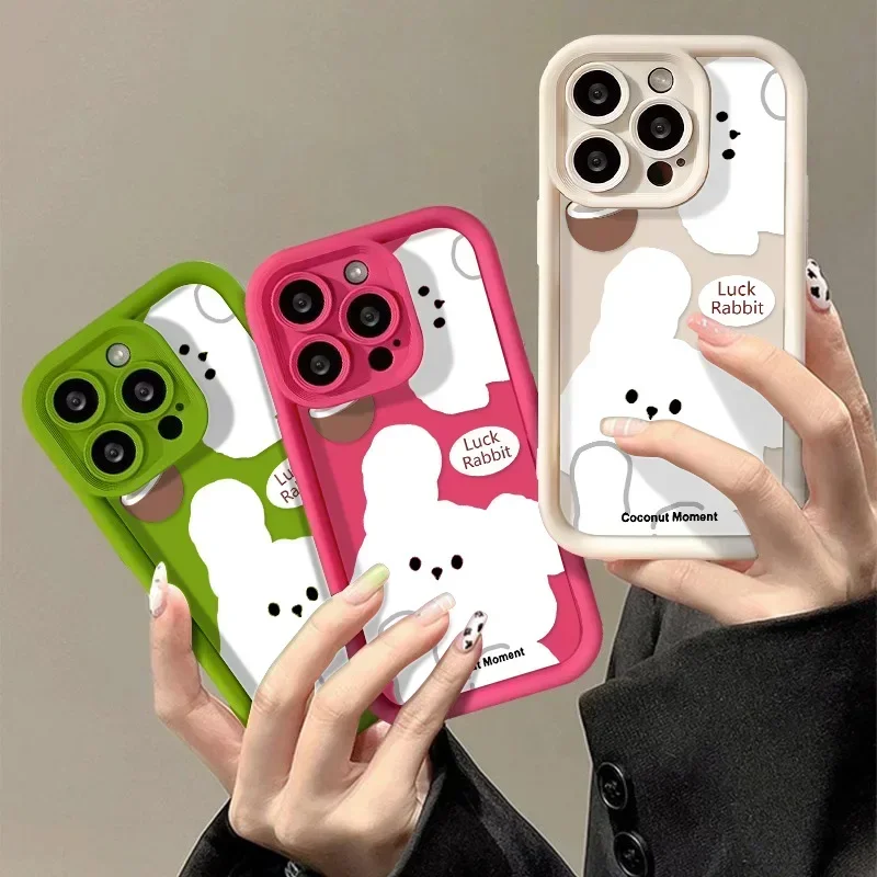 Soft Liquid Silicone Phone Case For iPhone 13 Case iPhone 11 12 14 15 Pro Max XR XS X 7 8 Plus SE Matte Candy Cute Rabbit Cover