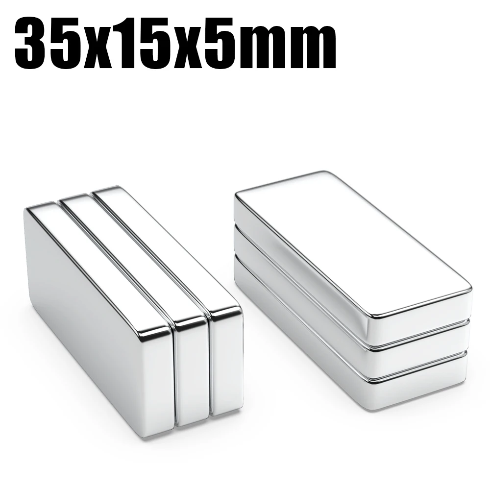 

1/2/5/10Pcs 35x15x5 N35 Neodymium Magnet 35mm X 15mm X 5mm NdFeB Block Super Powerful Strong Permanent Magnetic imanes