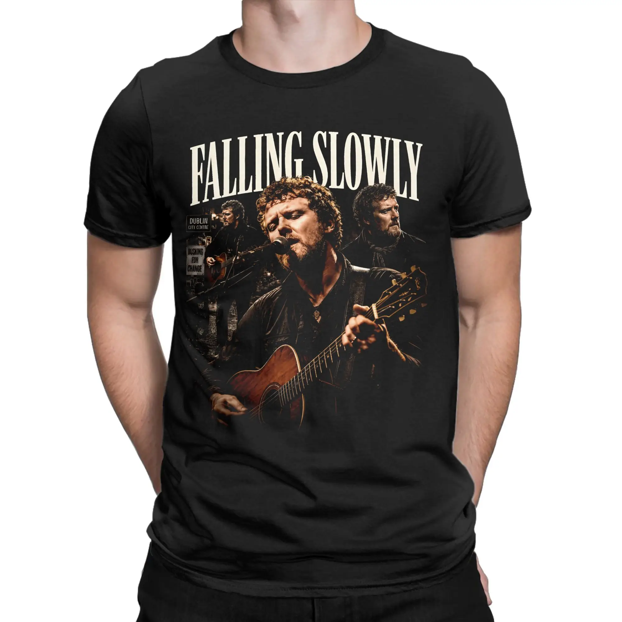 Glen Hansard Falling Slowly Dublin Busker Tribute T Shirt for Men Cotton Novelty T-Shirt Crew Neck Tees Short Sleeve Clothing