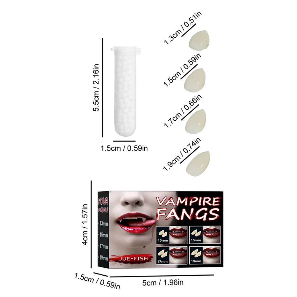 1 zestaw sztucznych zębów wampira z żywicy, rekwizyty na Halloween, przebranie na imprezę, dekoracyjne zęby