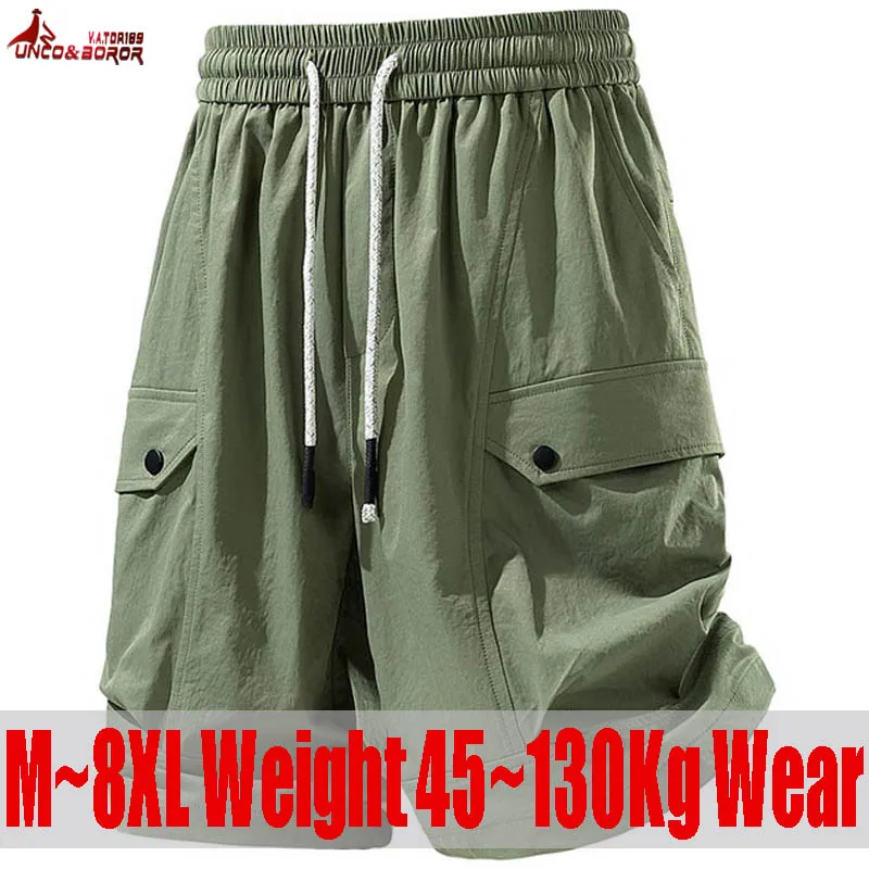 Plus Size 7XL 8XL Summer Men's Casual Cargo Shorts Loose Shorts Hommes Outdoor Gym Running Sports Five-Point Shorts Men Clothing