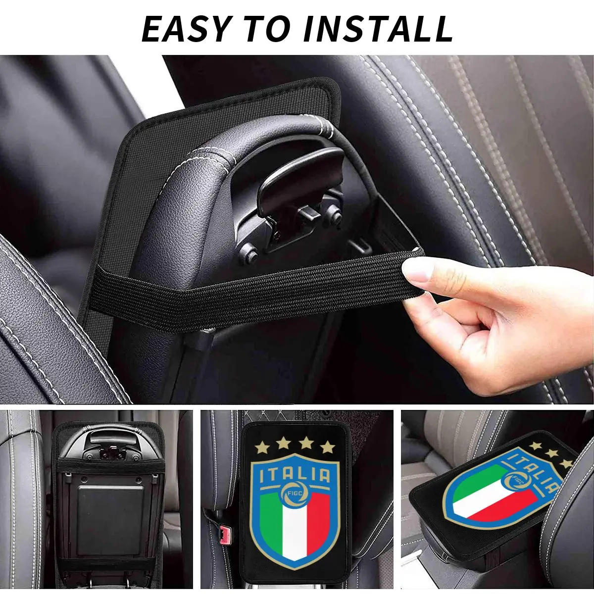 Custom Italia Figc Car Armrest Box Pad Anti-Slip Italian Football Gift Car Interior Accessories Cushion Pad Universal Style