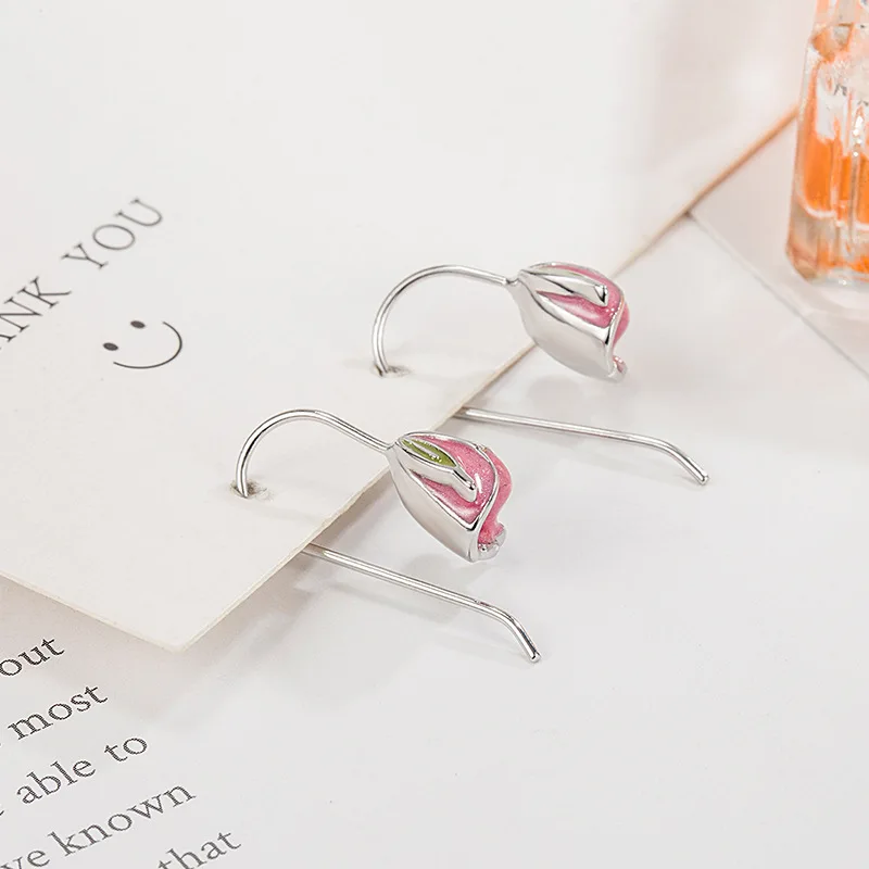 2023 New Fashion Tulip Flower Dangle Earrings for Women Sweet Small Korean Style Earring Engagement Jewelry Aretes De Mujer