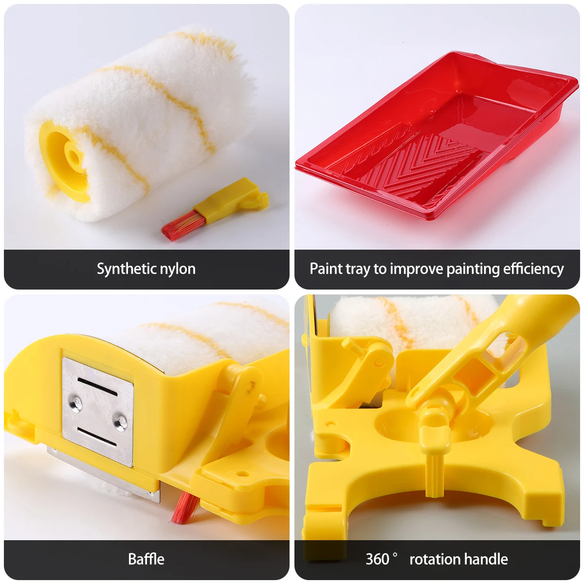 Cat Edger Roller Edger Kuas Cat Edger Alat Sikat Multifungsi dengan Roller Sikat Batang Ekstensi untuk Dinding Rumah Detail Ruangan