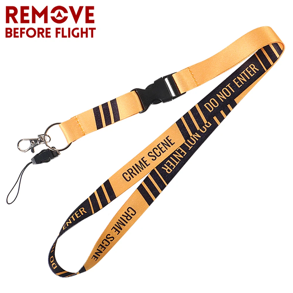 1 PC Fashion Lanyards Crime Scene Lanyard For ID Badge Holders Pass Gym Mobile USB Badge Holder Lanyards Neck Strap Keyring