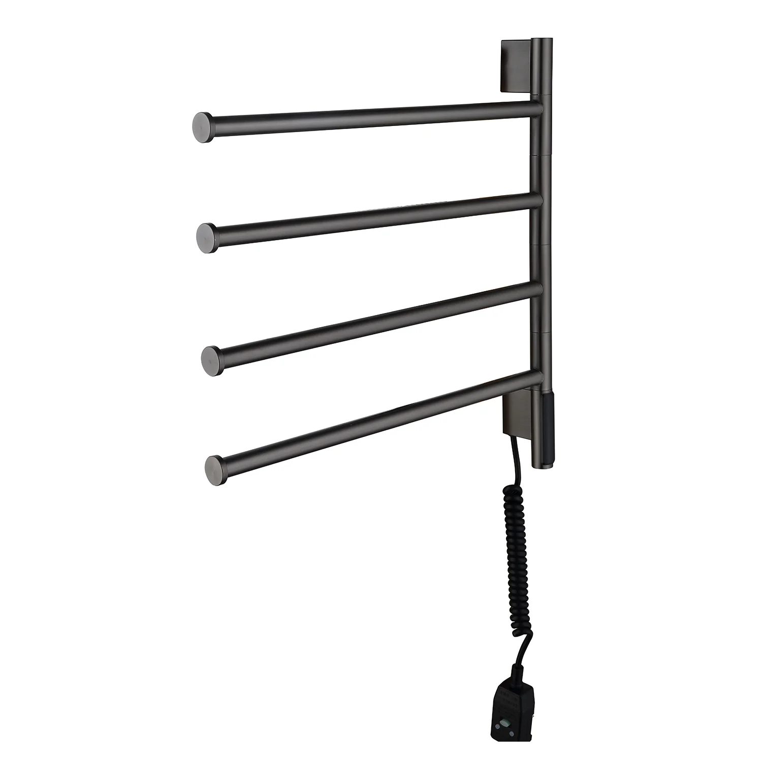 Swivel Heated Towel Rack Brushed Gold Wall Mounted Porte Serviette Chauffant with 4 Rails Bathroom Electric Towel Rails