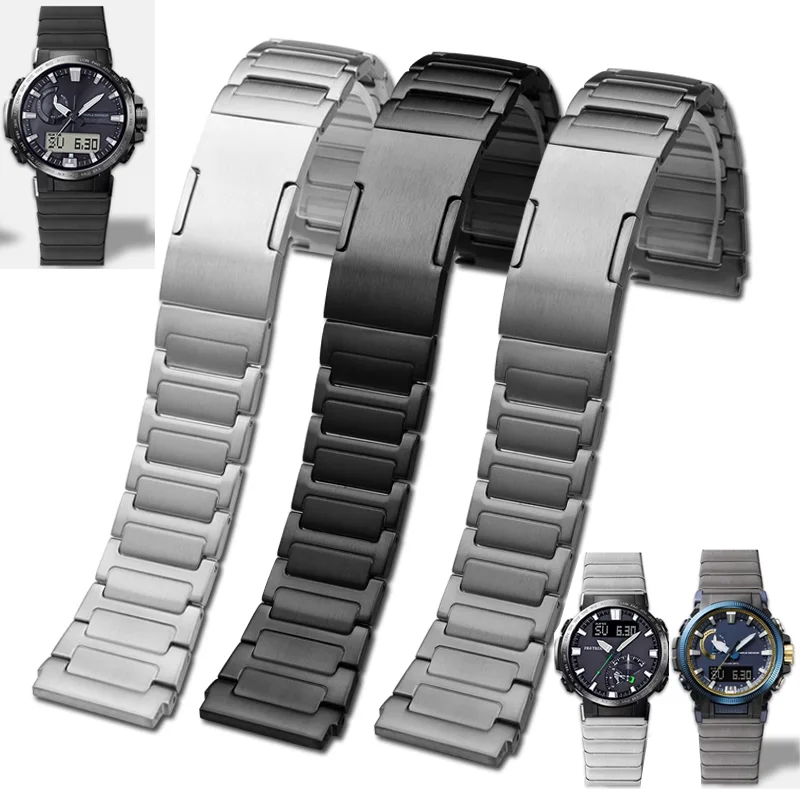 Titanium Alloy Watchband For Casio PROTREK Mountain Prw-60/61/50/70y/30 Folding Buckle Quick Release Watch Strap Men's Bracelet