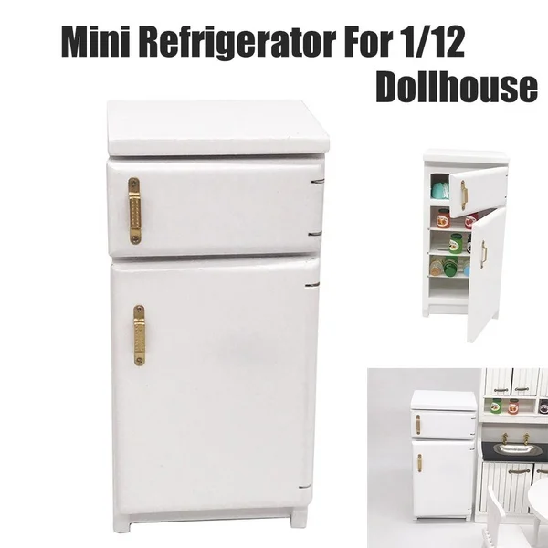 

Fashion1:12 Mini Dollhouse Furniture Accessories Miniature Kitchen White Refrigerator 2 Door Fridge Living Room Pretend Play Toy