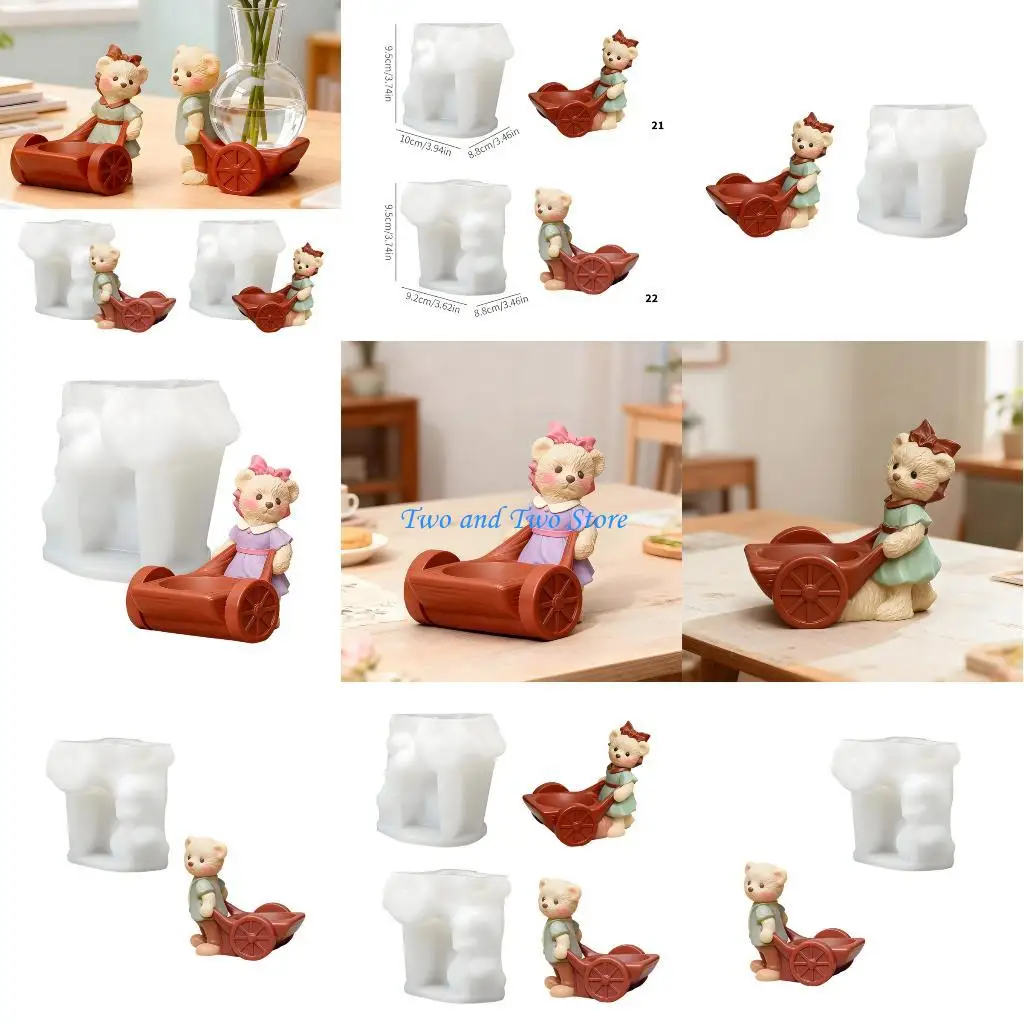 

HX6F Silicone Mold for Creating Fun Bear Shaped Items Unique Storage Jar Making Mold Artistic Home Decoration Mold