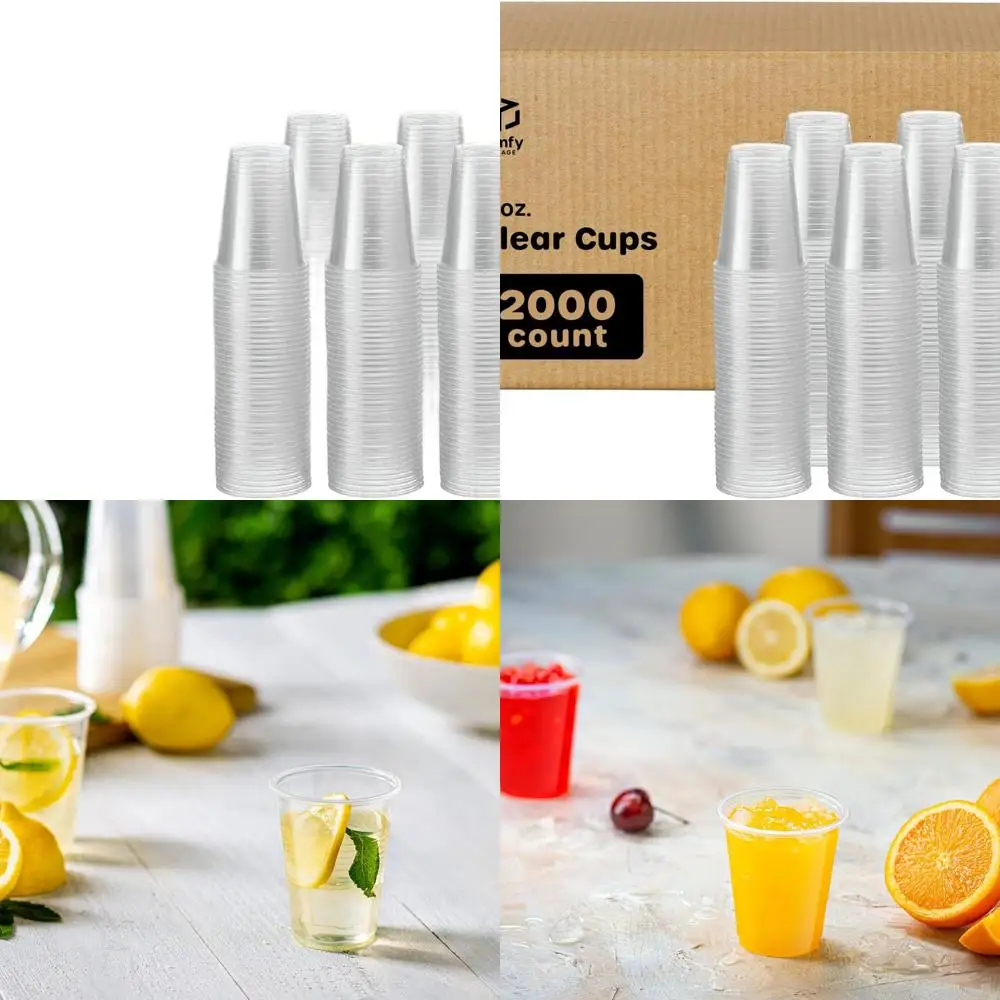 

7 oz Disposable Clear Cups, 2000 Pack - Ideal for Parties and Everyday Beverages