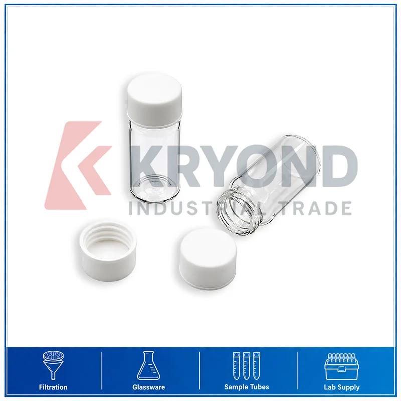 EPA Sample Vials 20ml Clear Glass Screw Cap Chromatography Container PTFE Silicone Septa Laboratory Storage 10PCS Lab Set Series