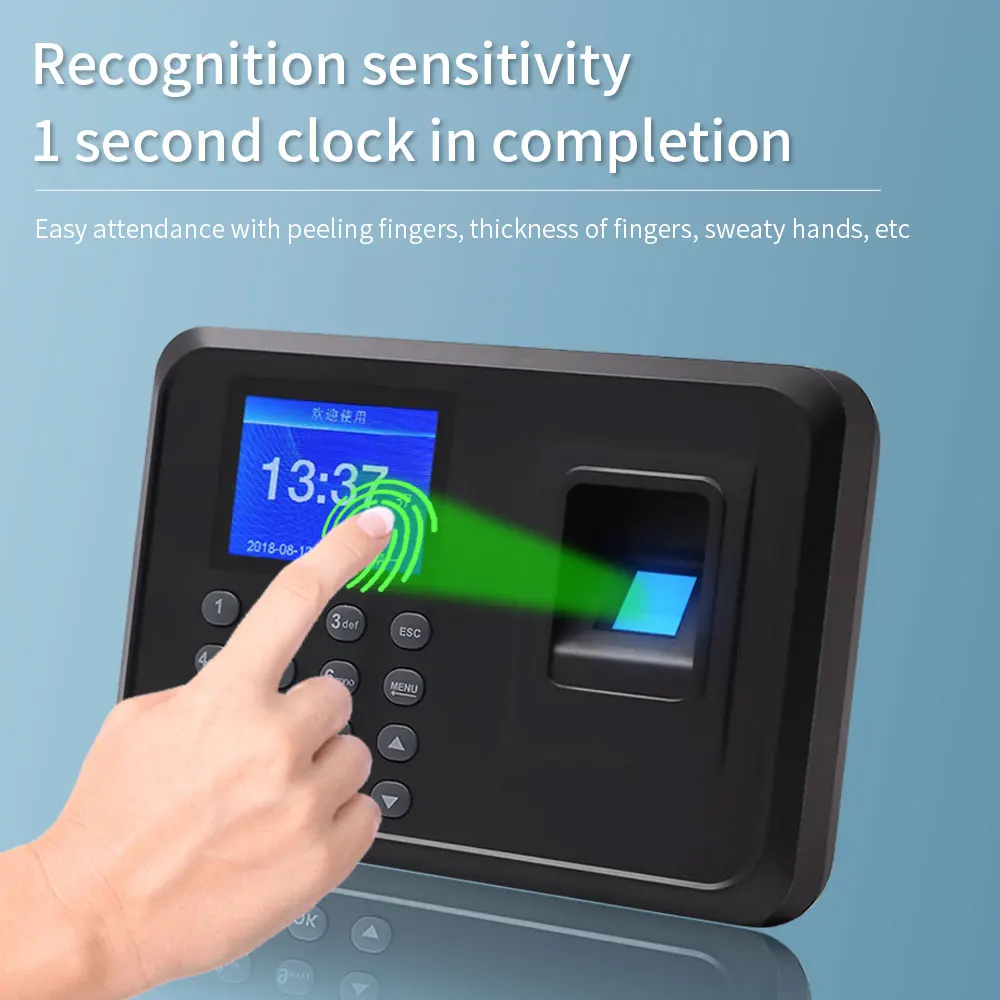 Fingerprint Attendance Machine for 500 Users Time Recorder with Clock In/Out Feature Employee Management Payroll System