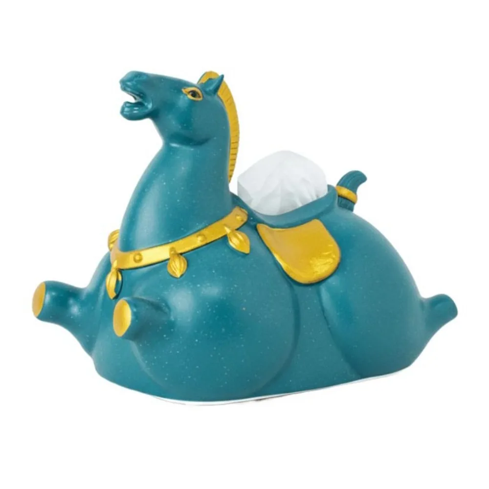 กล่องใส่กระดาษทิชชูรูปม้าสไตล์จีน กล่องเก็บกระดาษทิชชูรูปม้าตกแต่ง โมเดลฟิกเกอร์อนิเมะรูปม้า โมเดลม้าตามปีนักษัตร ของขวัญปีใหม่