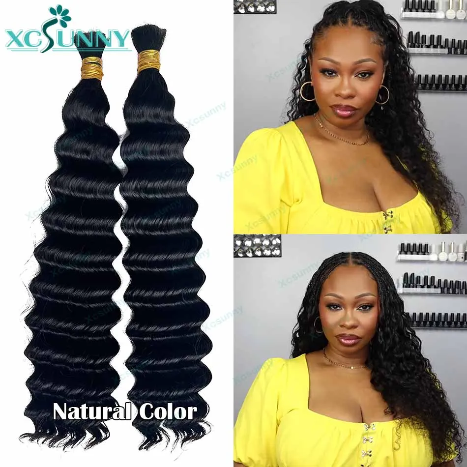 Deep Wave Bulk Human Hair For Braiding Highlight Color 30 27 Double Drawn Boho Braids Human Hair Extensions Bundles No Weft