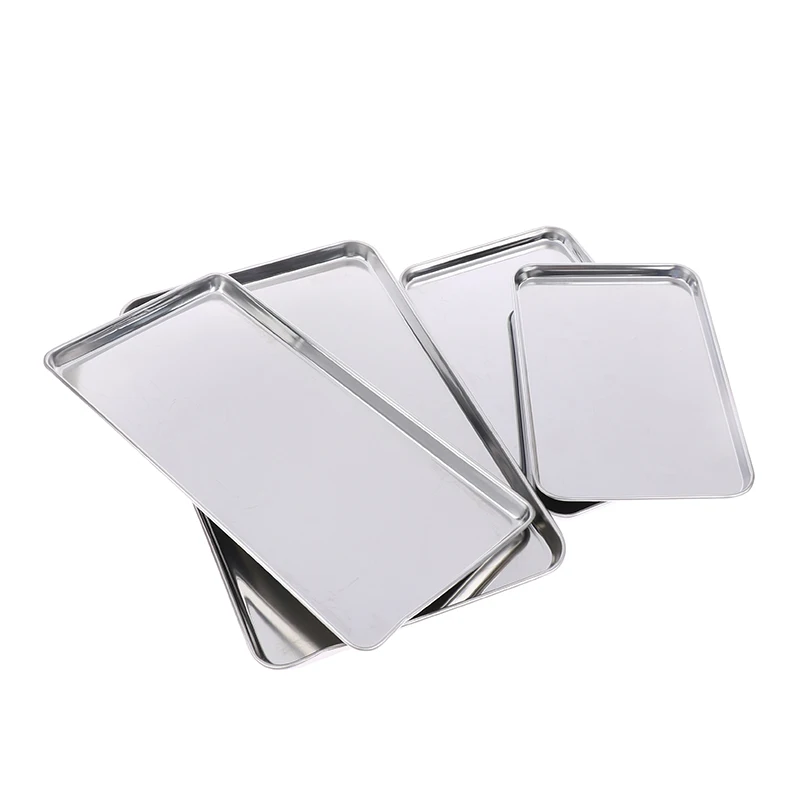 Stainless Steel Tray Rectangle Plate Kitchen Medical Organizer Baking Plate