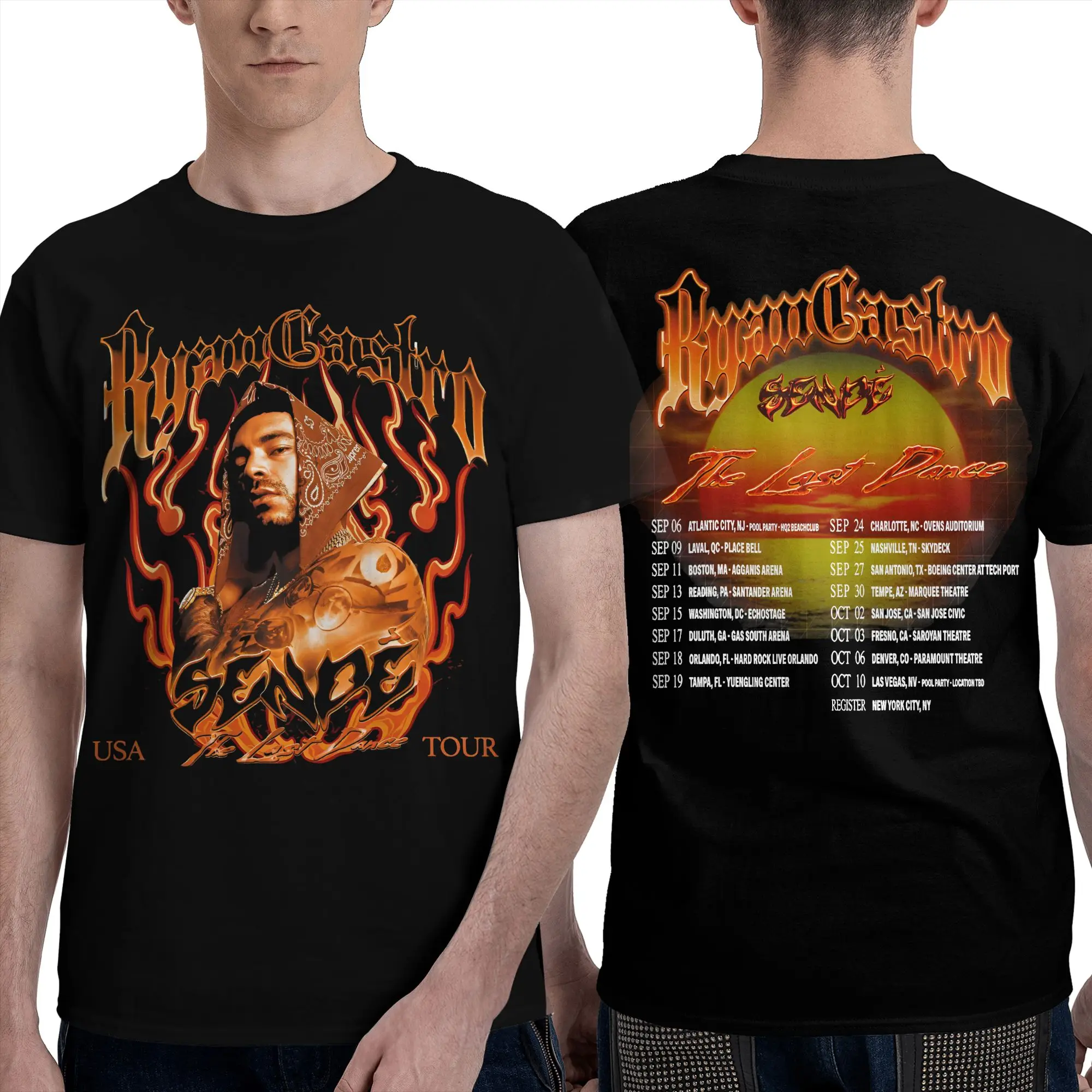 Men Women Ryan Castro Sende Latam Album Tour 2026 T Shirt Cotton Printed Tee Shirts  Top Clothing