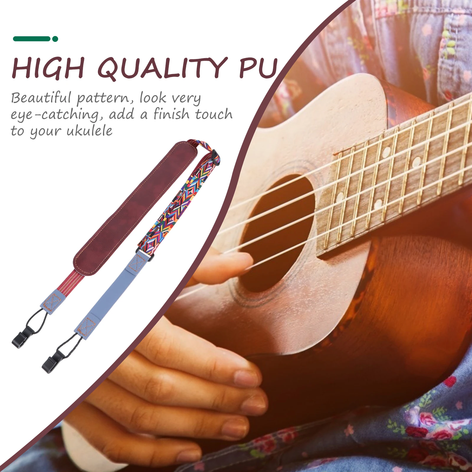 

Ukulele Strap Simple Design Double Adjustable to Weave Drill Shoulder Durable