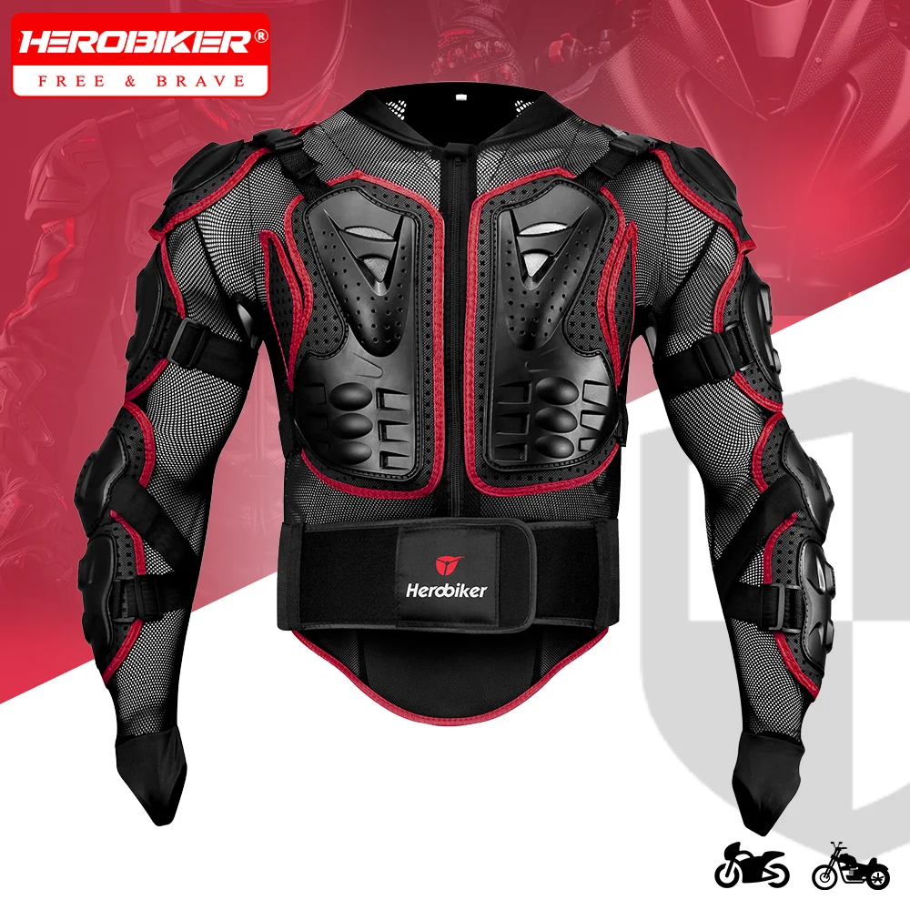 HEROBIKER Motorcycle Jacket Men Full Body Motorcycle Armor Motocross Racing Moto Jacket Riding Motorbike Protection Size S-5XL #