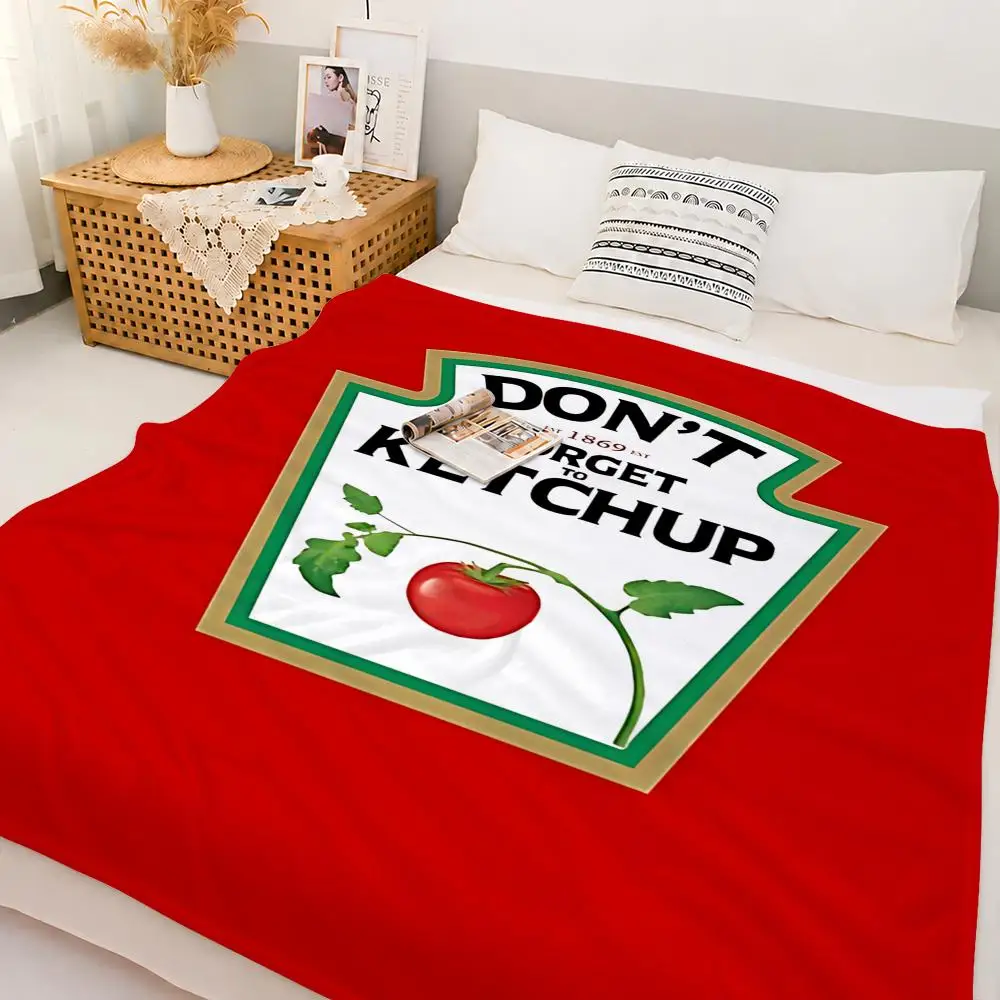 Vibrant Food Ketchup Throw Custom Printed Flannel Fleece Blanket for Sofa Bed Office Travel & Camping