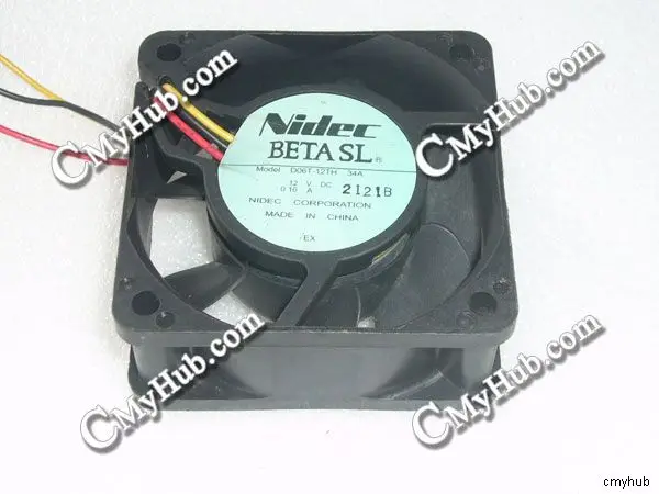 For Nidec D06T-12TH 34A DC12V 0.10A 6025 6CM 60mm 60x60x25mm 3pin Cooling Fan D06T-12TH 34A