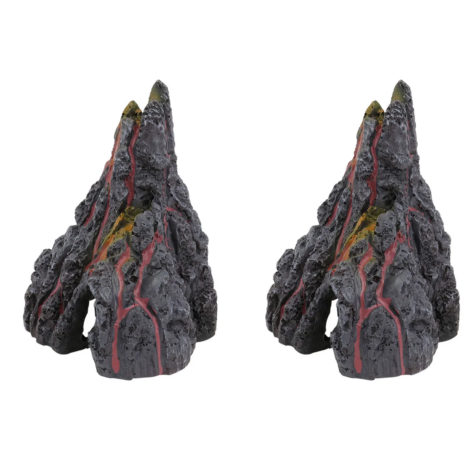 2Pcs Fireproof Simulation Volcano Resin Ornament Creative Fish Tank Accessory Landscape Decor Imitation Volcano