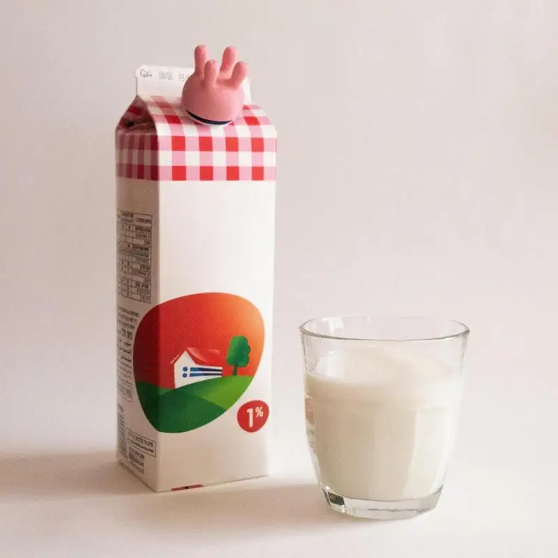 1/2 Uds. Tapa de cartón de leche de panera de vaca, utilitarios de cocina, impresión 3D, tapa de botella de leche divertida, desviador de leche en caja, Mac de ordeño