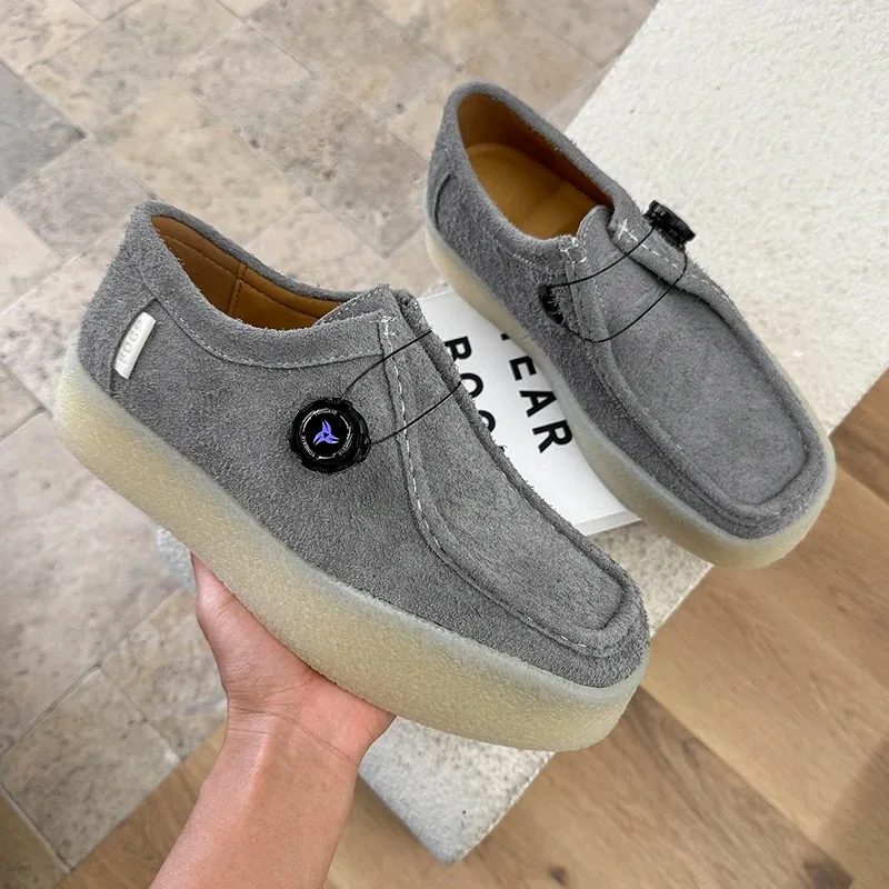 Spring Autumn Men Shoes Thick Soled Retro Derby Shoes Man Rotating Buckle Casual Fashion Trend Kangaroo Shoes for Men