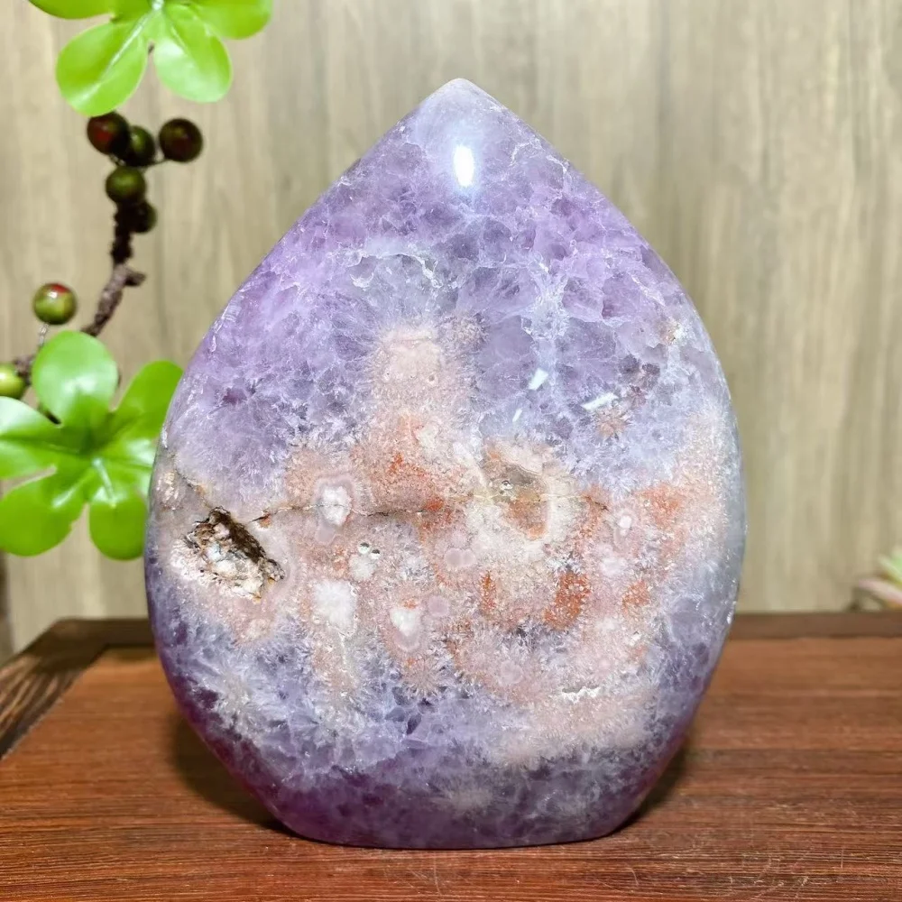 Natural High Quality Pink Amethyst Flower Agate Flame Free Form Quartz Raw Stone Healing Crystal Feng Shui Home Decoration Gift