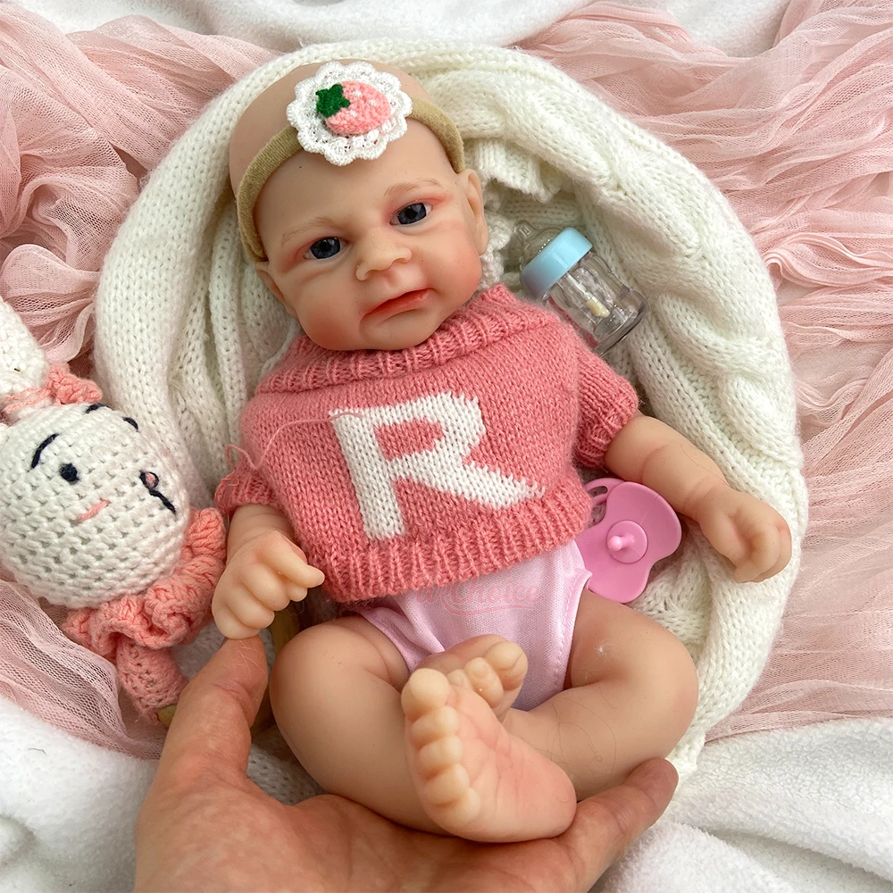 

Mini 12 Inch Elijah Soft Silicone Reborn Baby Doll Handmade Full Solid Silicone Doll Girl Birthday Christmas Gift 30CM