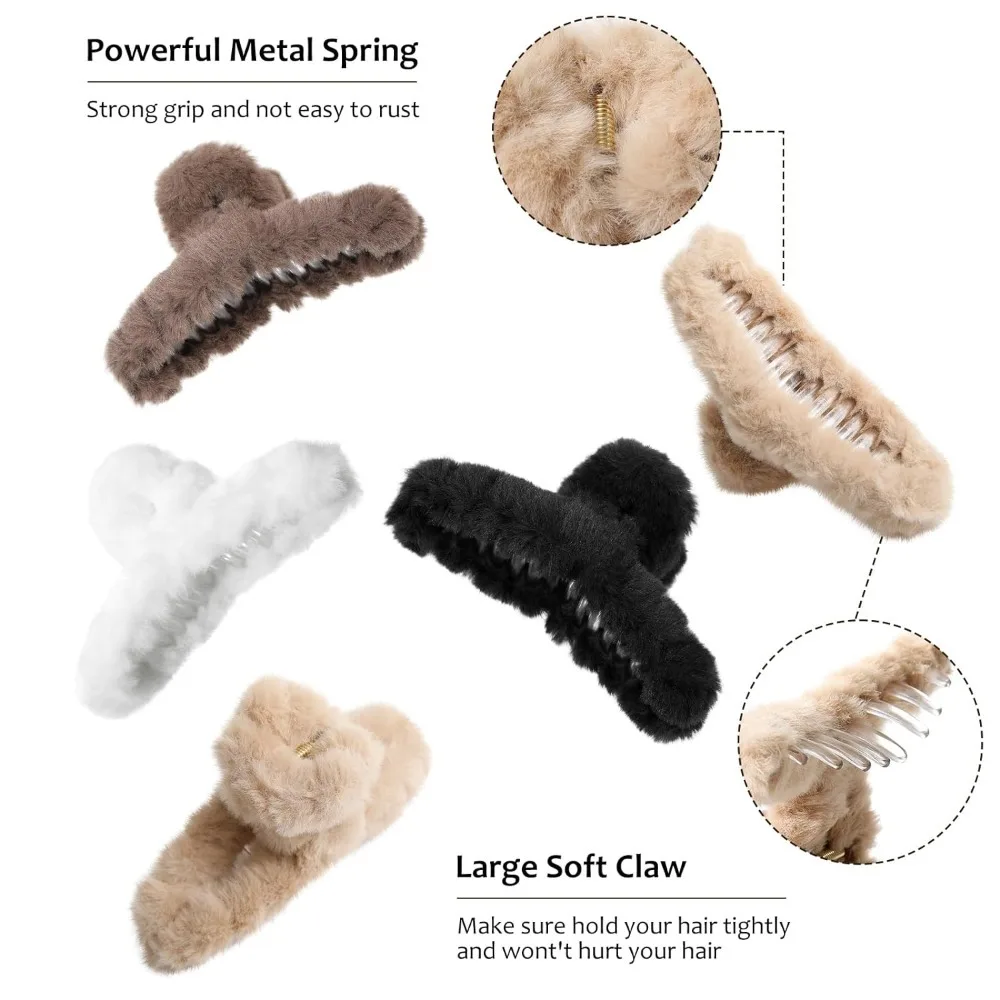 Soft Fluffy Hair Clip Women Faux Fur Hair Claws Hair Accessories Korea Hairgrip Hairpin Barrette Fashion Hair Crab Ornaments New