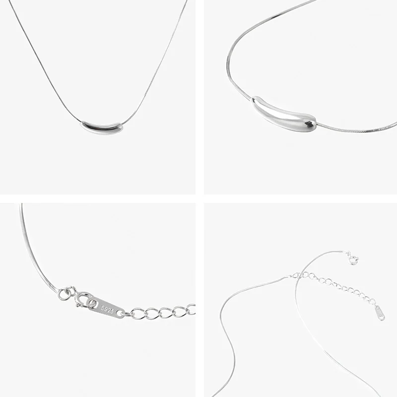 BEAUTODAY Necklace Women 925 Silver Snake Chain Thin 18k Gold Plated Smile Tiny Chic 2023 Ladies Fashion Accessories 93060