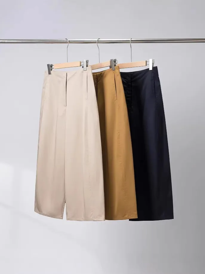 

Dave&di Casual Commuting Style Pleated Wide Leg Bucket Shaped Cropped Pants Woman Clothes Women's Pants And Trousers