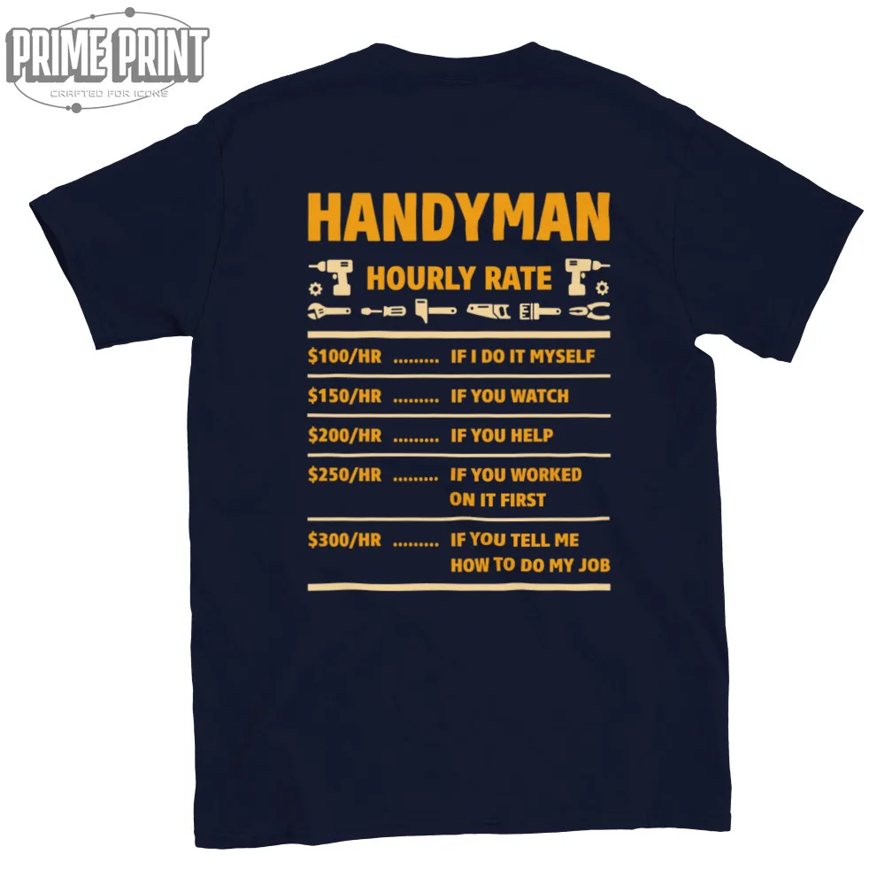 

Handyman Hourly Rate Classic Unisex Crewneck T-Shirt Adult Regular Fit Crew Necked T-shirt Classic T-Shirt Men's clothing