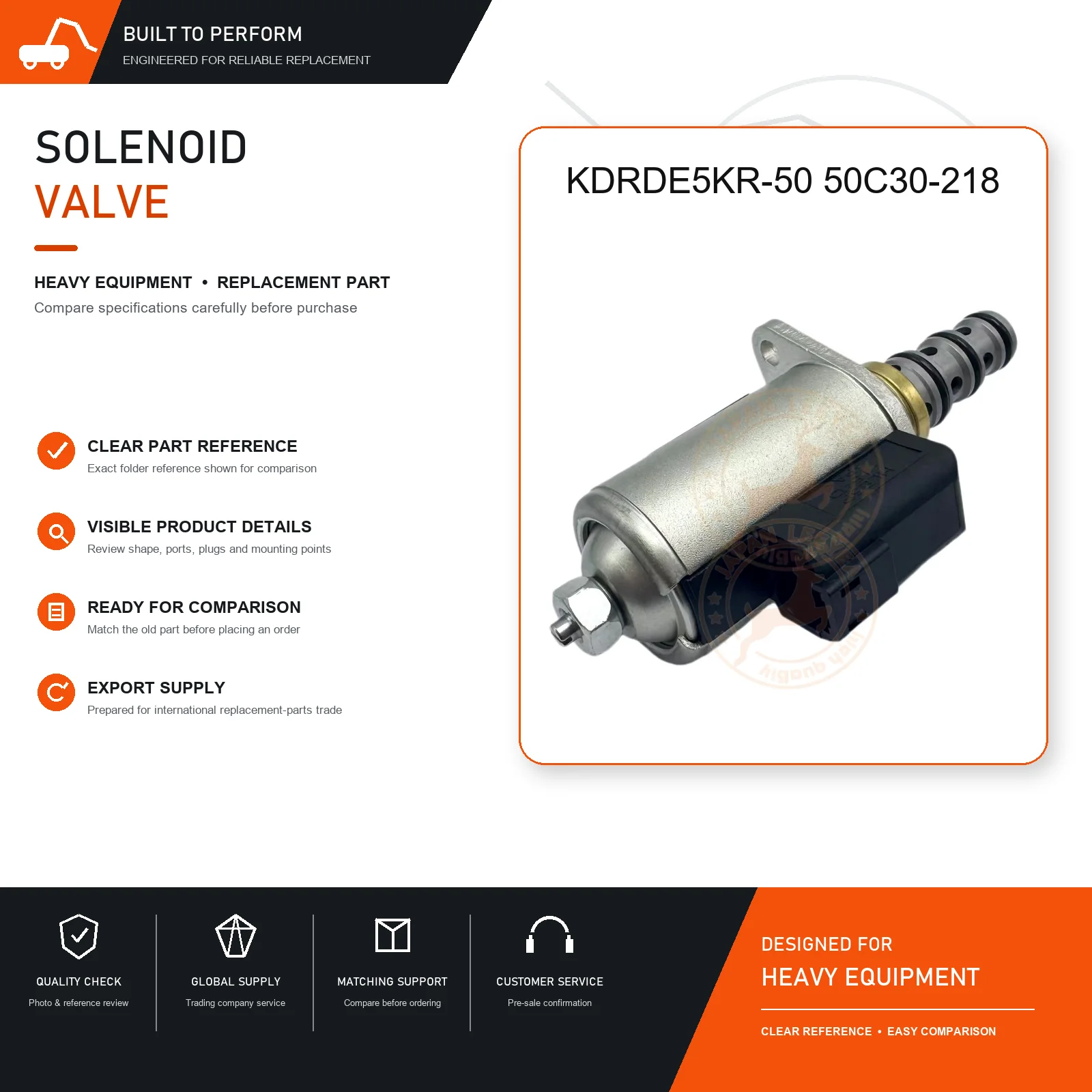 Hydraulic Solenoid Valve KDRDE5KR-50 50C30-218 Control Replacement Part