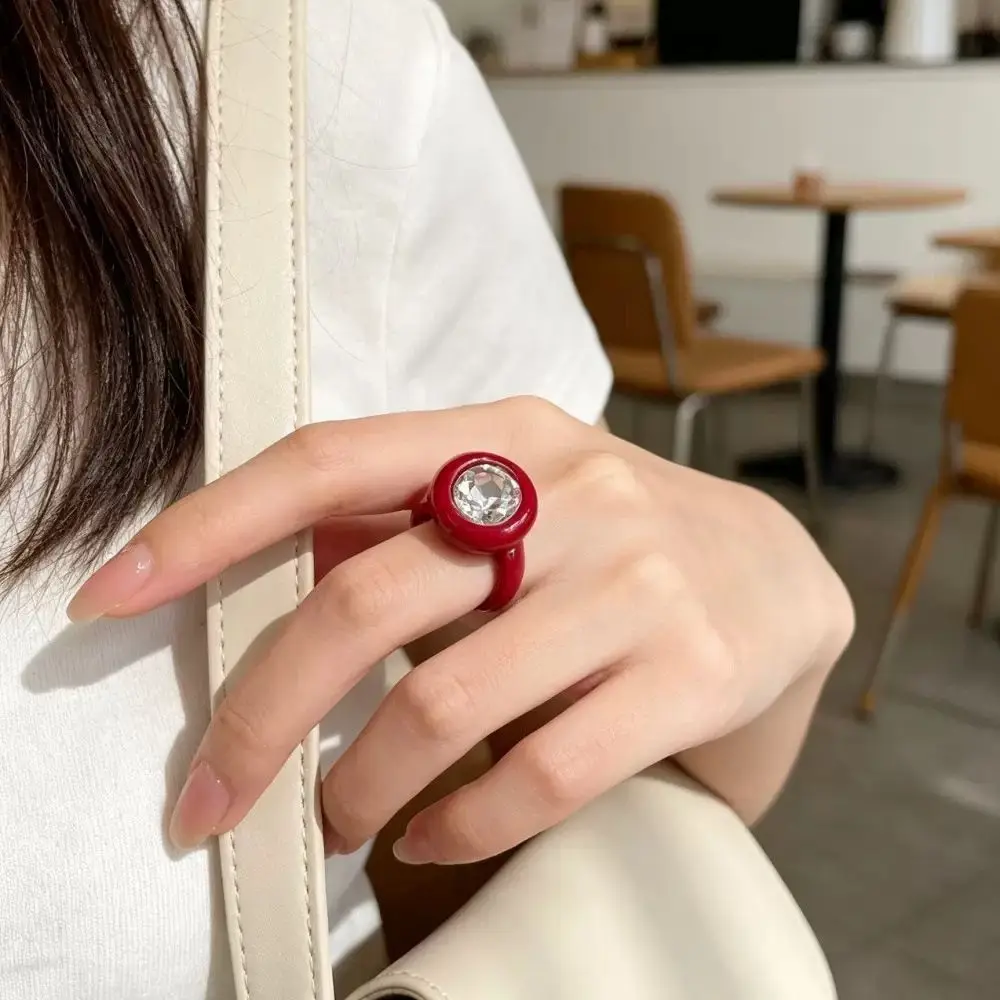 Stylish Dopamine Enamel Ring Colorful Resin Sweet Style Colorful Ring Lightweight Build Tarnish Free Resin Ring Vacation