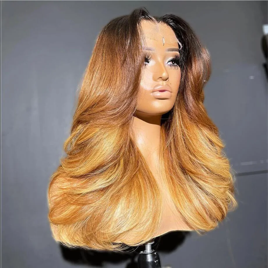 Glueless Soft Ombre Blonde Body Wave 28'' 5x5 Silk Base Jewish Human Hair Wig With Baby Hair HD Lace European Hair Preplucked