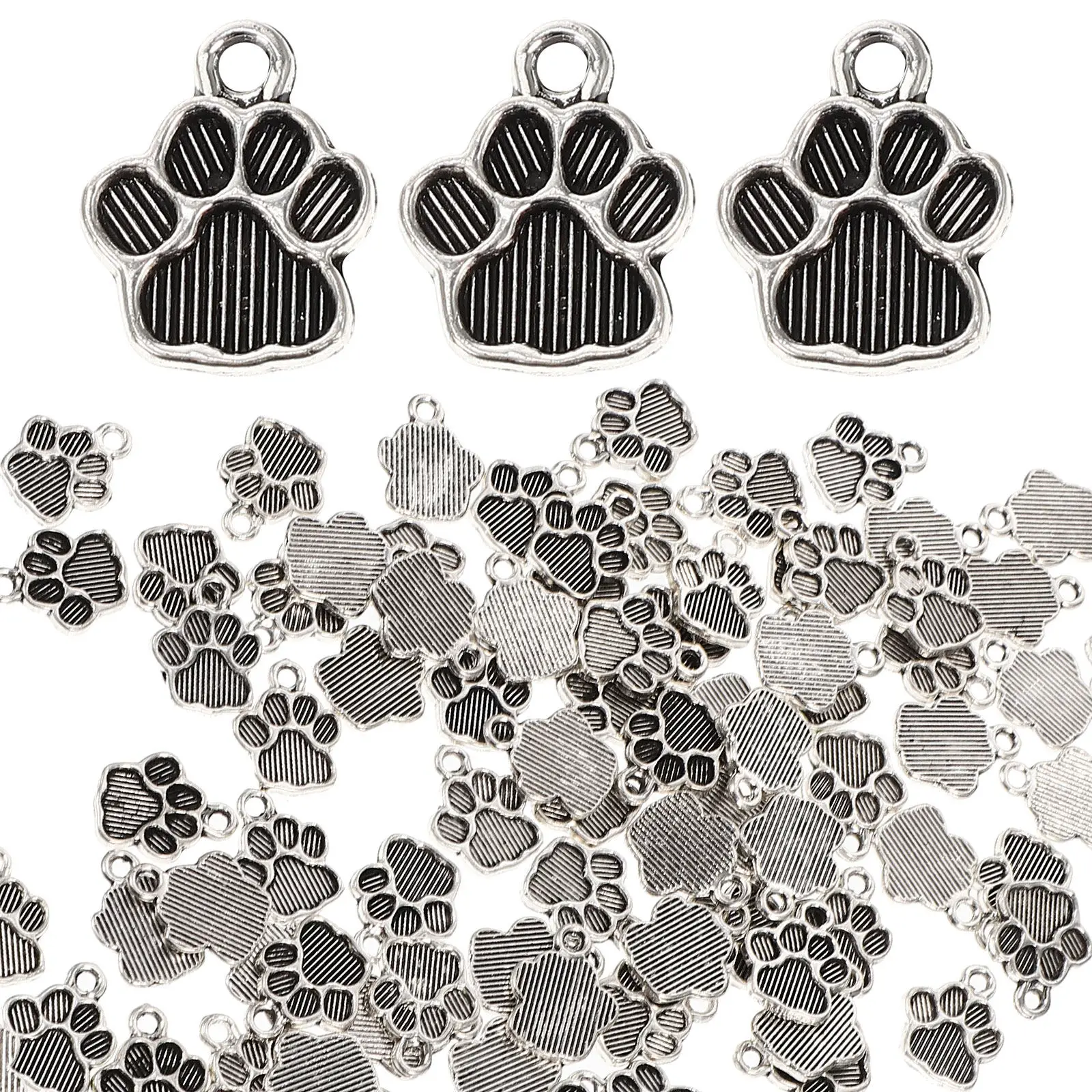 

100 шт. металлических подвесок в форме собачьих лапок для украшений, аксессуары для рукоделия, для изготовления ожерелий и браслетов, декор для поделок ручной работы