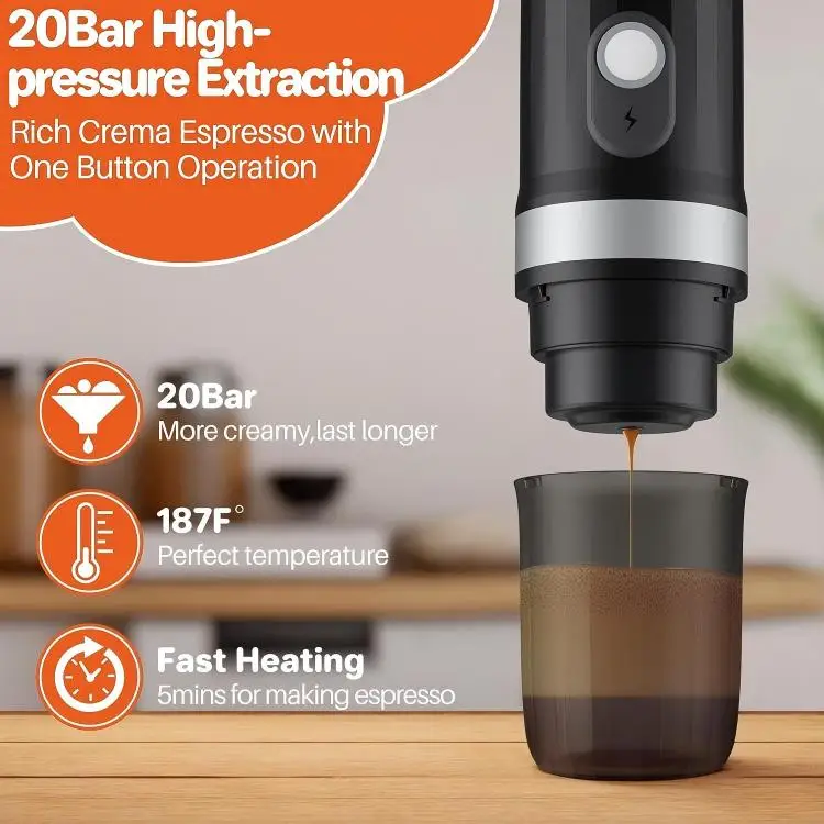 Wintop 3-in-1 Portable Coffee Maker Mini Handheld Self-Heating Espresso Coffee Maker With USB And Type-C 20 Bar