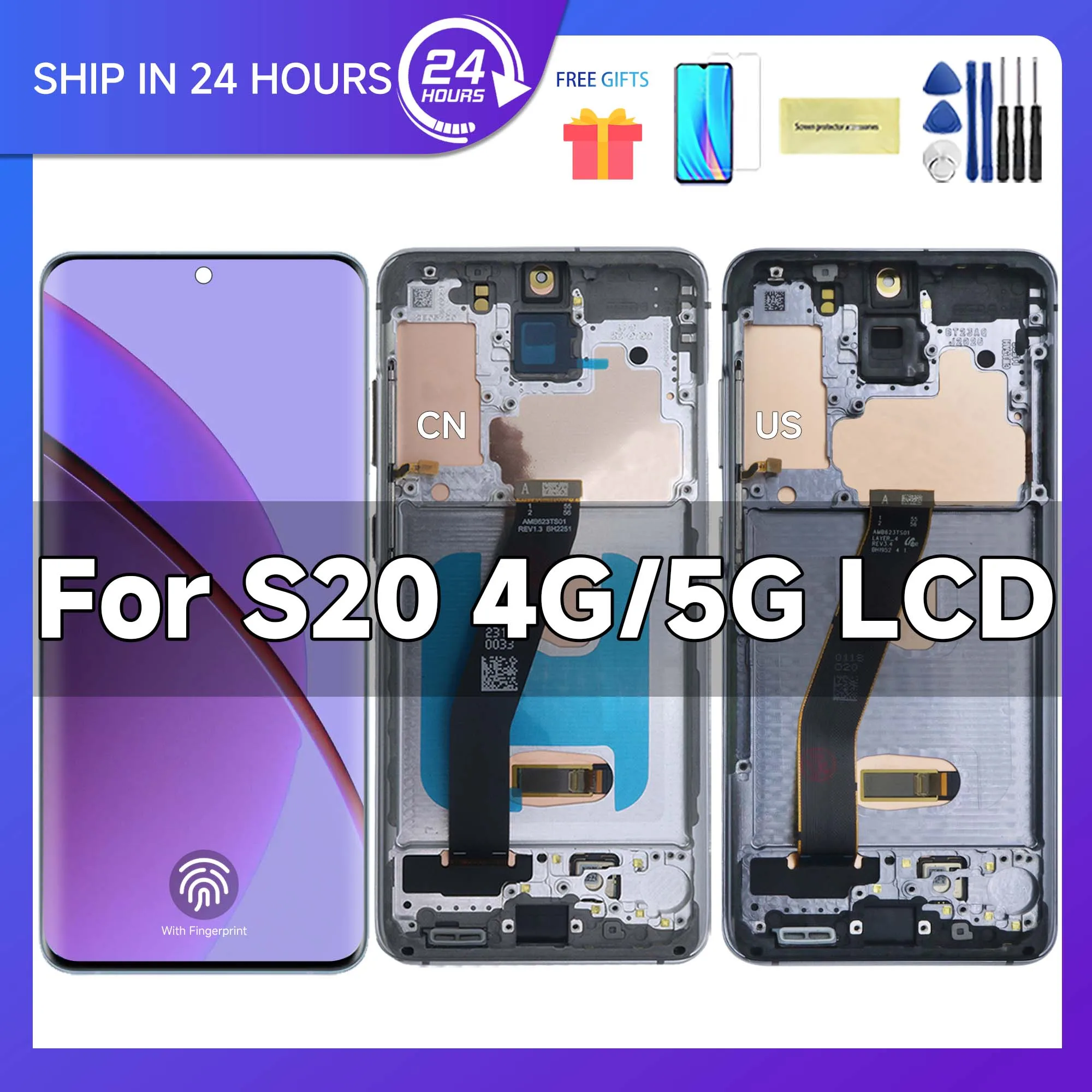 S20 4G 5G For Samsung 6.2\'\'For AMOLED G980 G980F G981 G981F LCD Display Touch Screen Digitizer Assembly Replacement