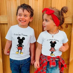 Cute Minnie Mickey Mouse Print t-shirt per bambini estate manica corta colore bianco top Tees Harajuku ragazzi ragazze Disney magliette vestiti