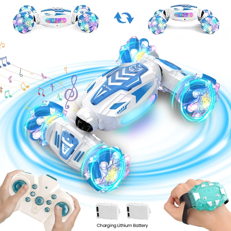 Rc Stunt Car 2.4G Remote Control Cars Rc Watch Gesture Sensor Led Light 360 Rotation Gift Electronic Toy for Kids Boys