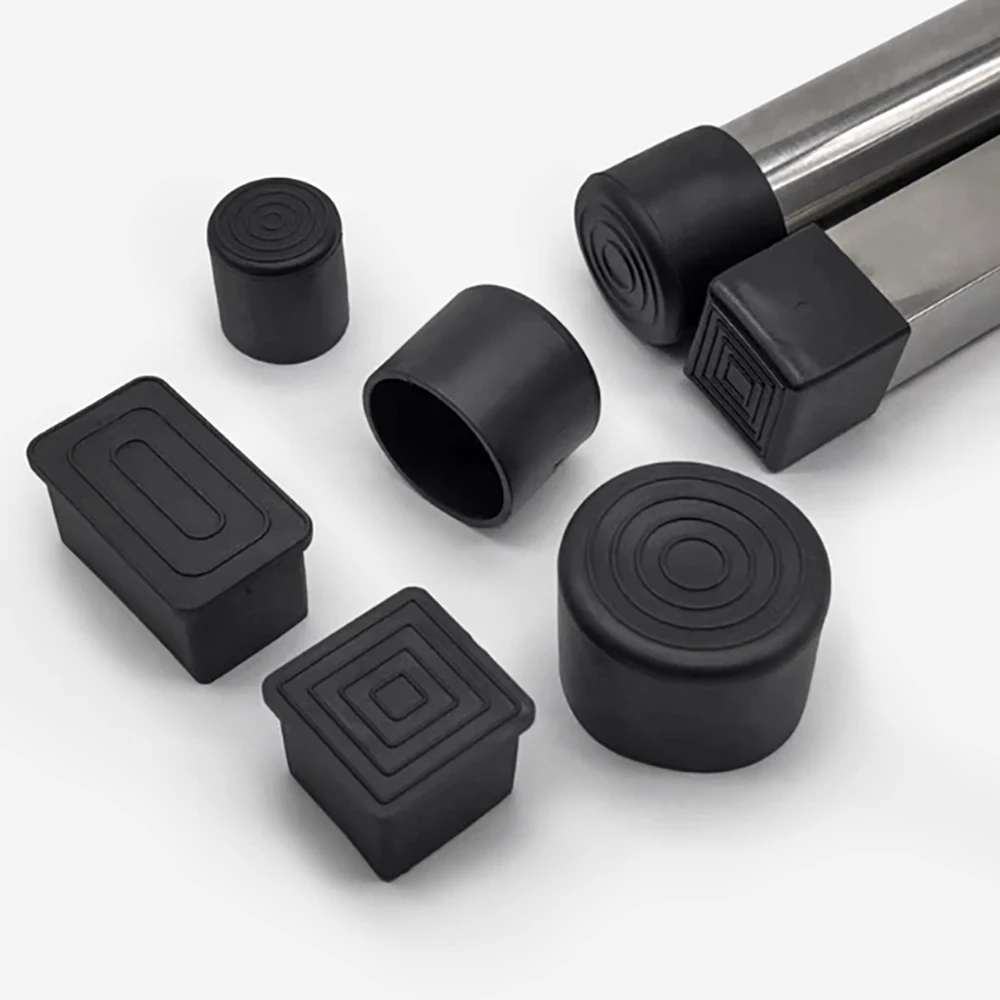 Black PVC Furniture Table Foot Tip Chairs Legs Pad Protector Cover Square/Round Caps Pipe Plug Lid Tube Hole Protection End Cap