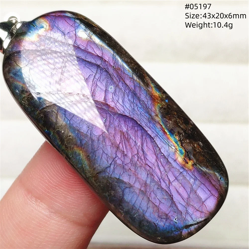 Natural Purple Labradorite Pendant Jewelry Flash Rainbow Gold Colorful Labradorite Necklace Women Men AAAAAA
