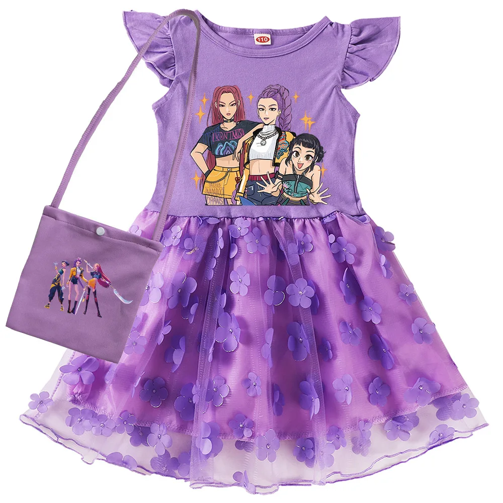 

KPop Охотники на демонов для маленьких девочек-подростков, летний повседневный праздничный костюм, милый детский наряд, подарок, Vestidos