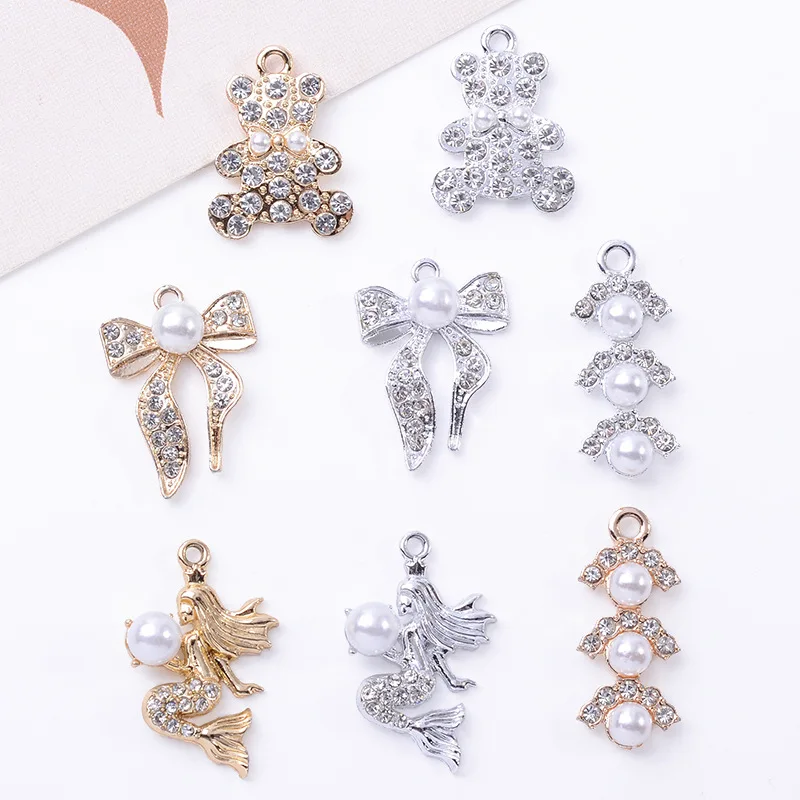 

40 шт./партия, пуговицы со стразами для волос