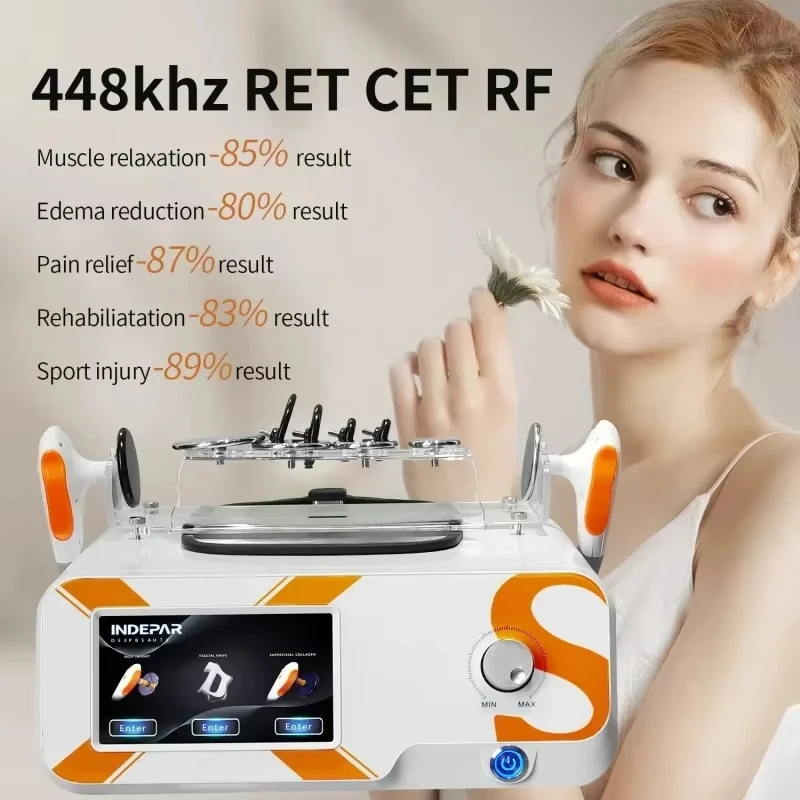Indiba 448khz Tecar Therapy Machine Lymphatic Drainage Pain Relief RF Radiofrequencia Physiotherapy Device for Health & Beauty