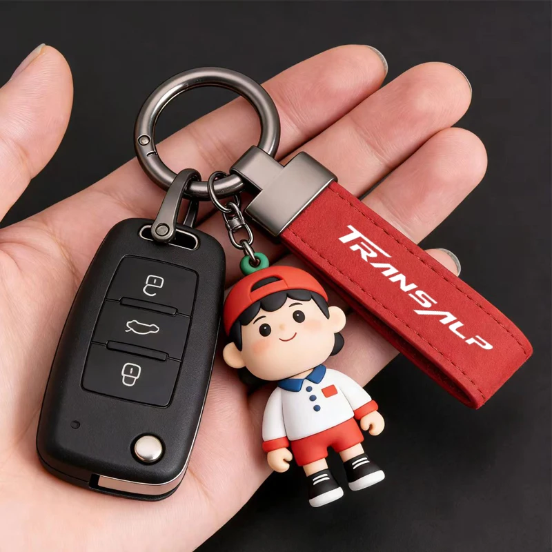 High-Grade Leather Suede Keychain Motorcycle Key Ring For HONDA TRANSALP XL 600 650 700 V XLV XL600V XL650V XL700V XL750 750