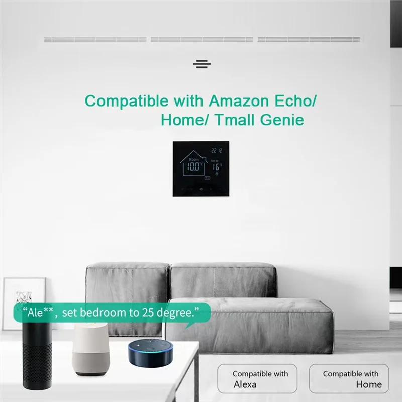 Умный термостат ABKQ-Tuya — сенсорный ЖК-экран, энергосберегающий, дистанционный контроль температуры для водяного подогрева пола